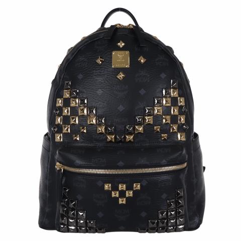 Mcm backpack black with studs hot sale